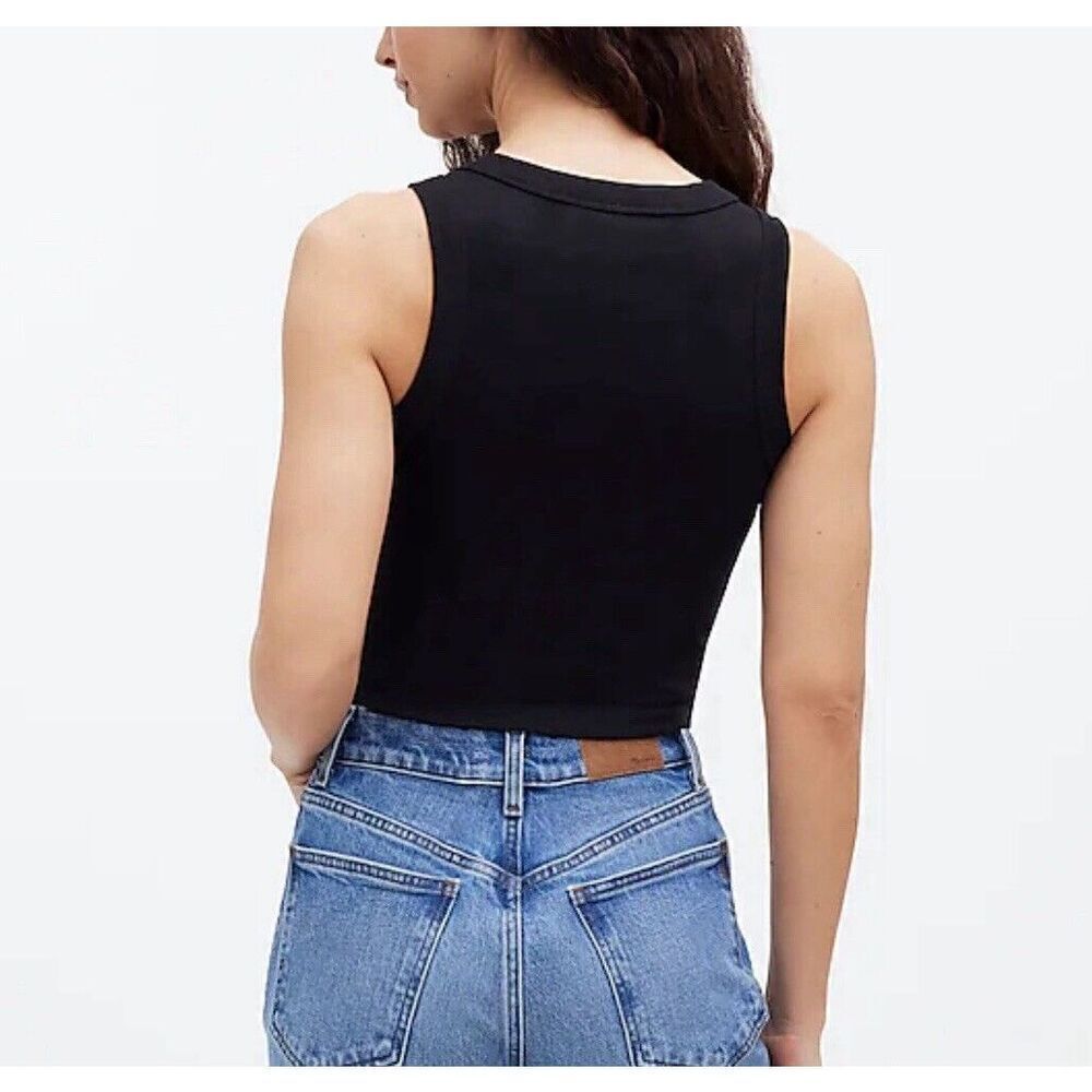NWT! Madewell Black Ribbed Crop Tank Size XS - Picture 2 of 15